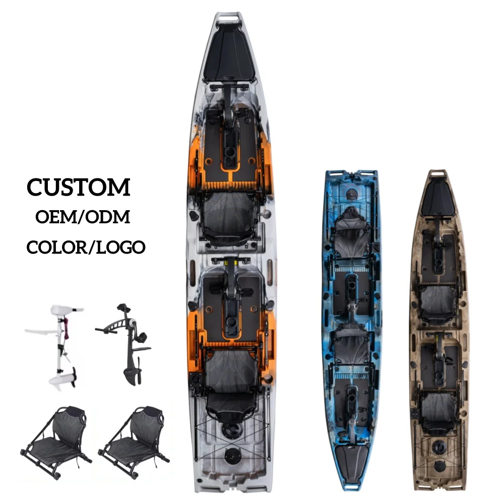 

LSF 14ft Double Big Fish Pedal Kayak 2 Person tandem Kayak with Motor 2 Seats Fishing Kayak Water Sports Lakes Rivers