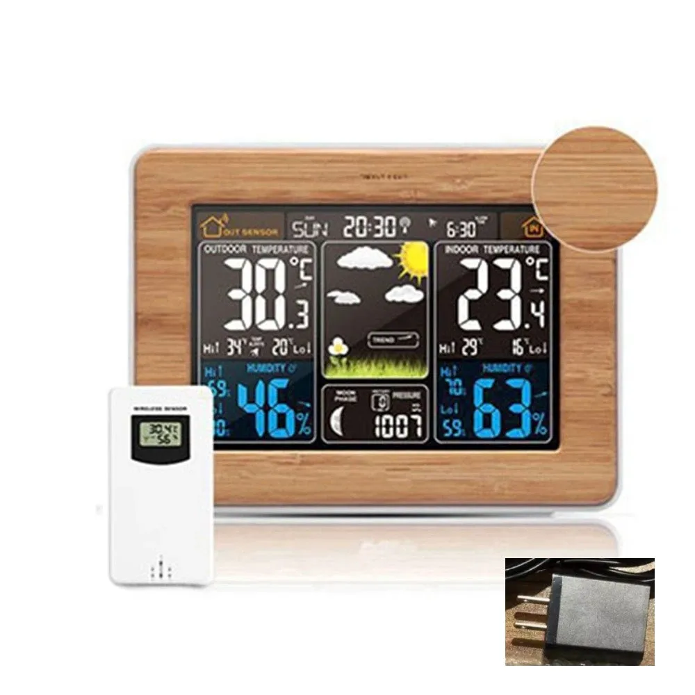 Wireless Weather Station Remote Sensor Color Display Digital Thermometer Atomic Clock Barometric Pressure