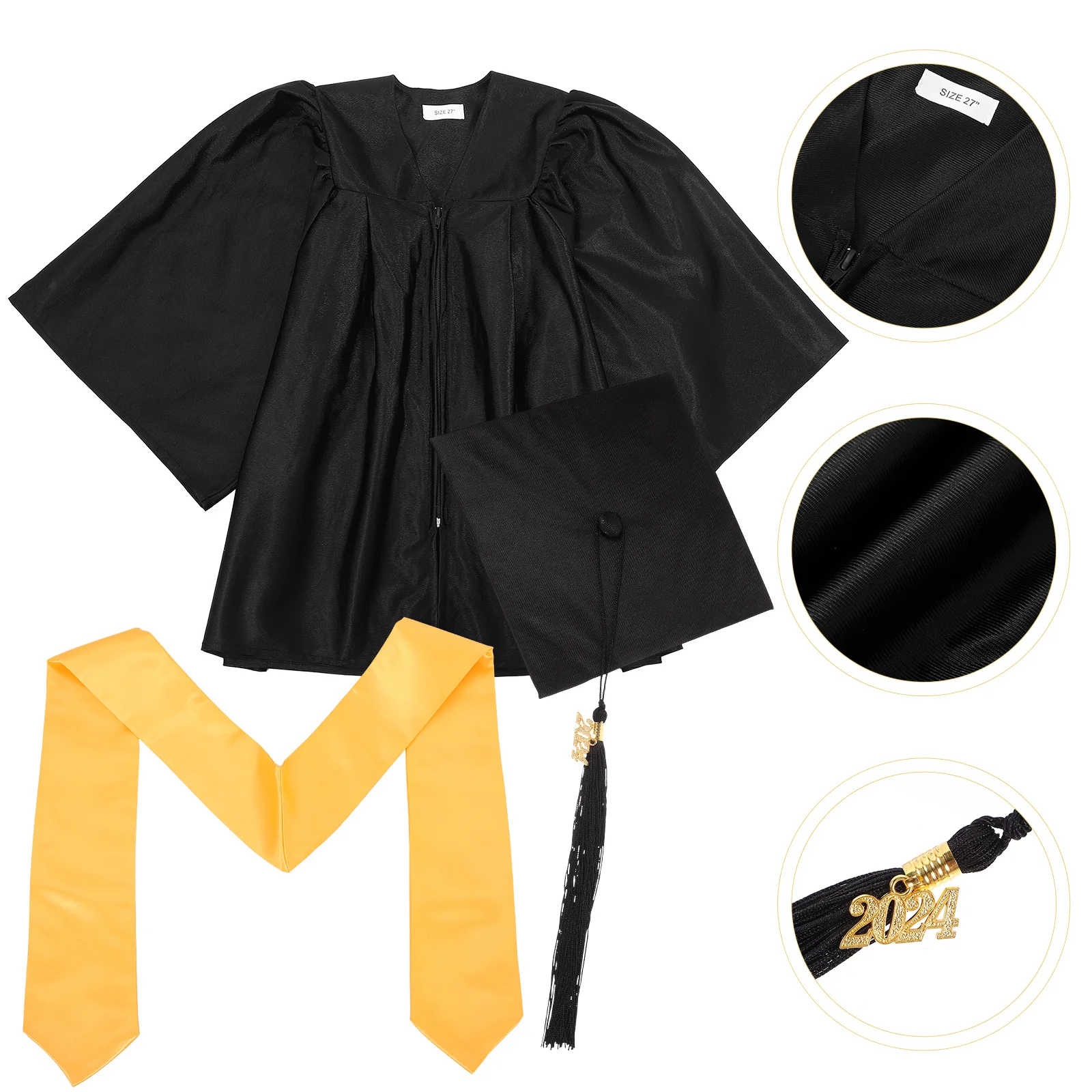 

Hat Graduation Dress Shawl Set Child Kids Clothes and Gown Polyester Tassel Sash