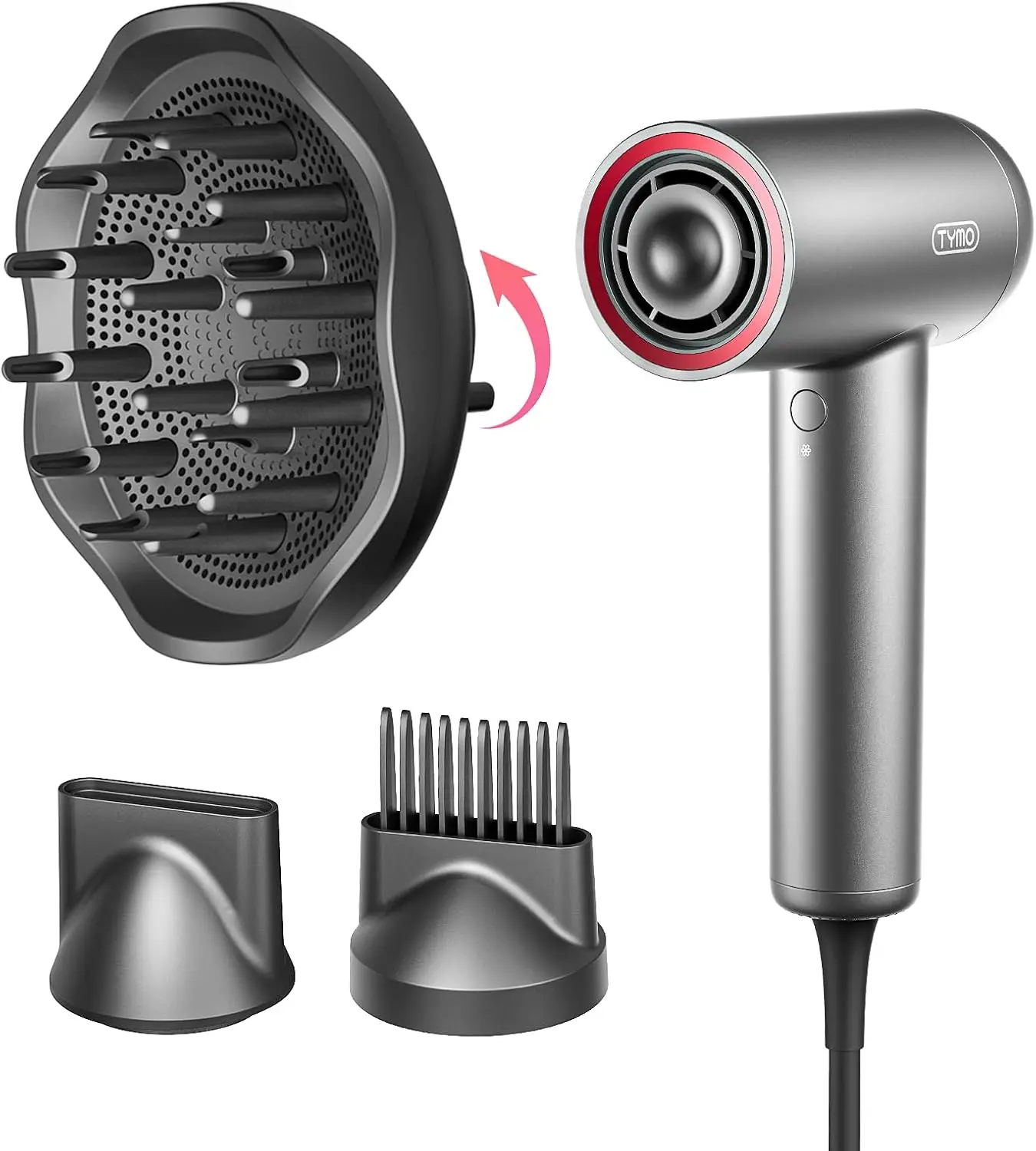 Professional High-Speed Hair Dryer with Diffuser and Comb, 1500W Blow Dryer Featuring a 110,000 RPM Brushless Motor