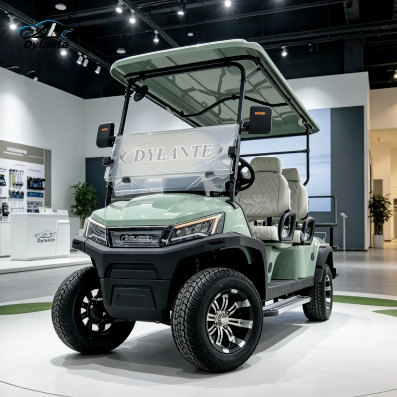 New Model 48V 60V 72V Lithium Battery 2 Seater Electric Sightseeing Solar Electric Golf Cart With Golf Bag Rack Village Airport