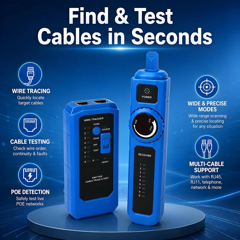POE Anti-burn Wire Tracker RJ45 RJ11 Network Cable Tester Anti-interference CAT5 CAT6 LAN Telephone Line Locator Repair Tool