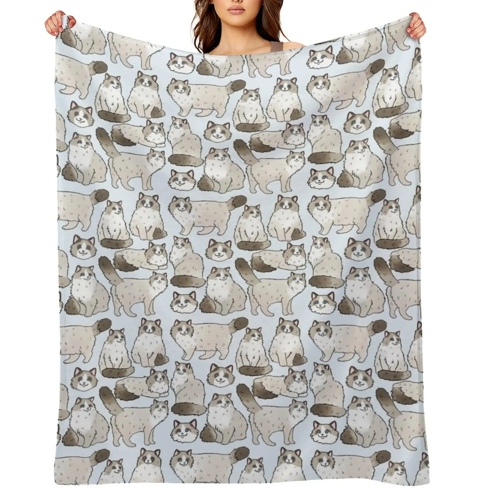 

Ragdoll cute cat pattern Throw Blanket Thin bed plaid Soft Beds Personalized Gift Blankets