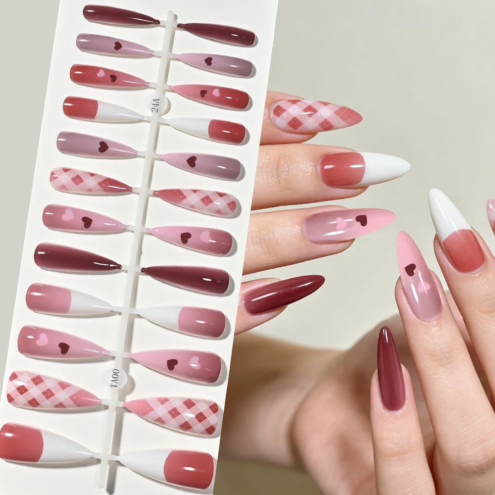 120 Stück vorgefertigte Kunstnägel mit Leopardenmuster, lange Stiletto-Form, weiche Gel-Press-On-Nägel mit gemischten Mustern, Y2K, süße, coole künstliche Nägel – Detail 9