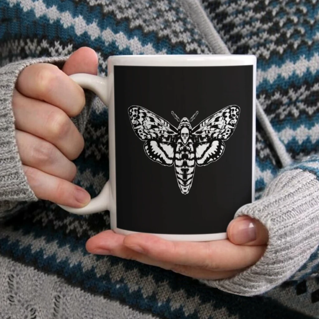 

Death's Head MothCoffee Mug Tea Cup 11oz Coffee Cup Funny Birthday Ceramic Mug Personalized Cup
