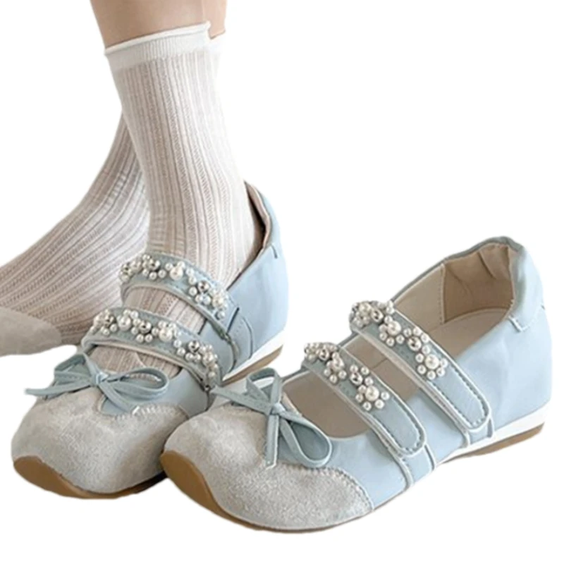 Bow Women Flats Shoes Beaded Mary Jane Shoes Fashion Sneakers Summer Sandals Loafers 2025 New Casual Sport Cozy Mujer Zapatillas