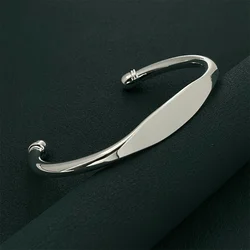 Fashion Silver Color Medium Flat Bangle Men and Women Fashion Jewelry Prom Party Gift Jewelry