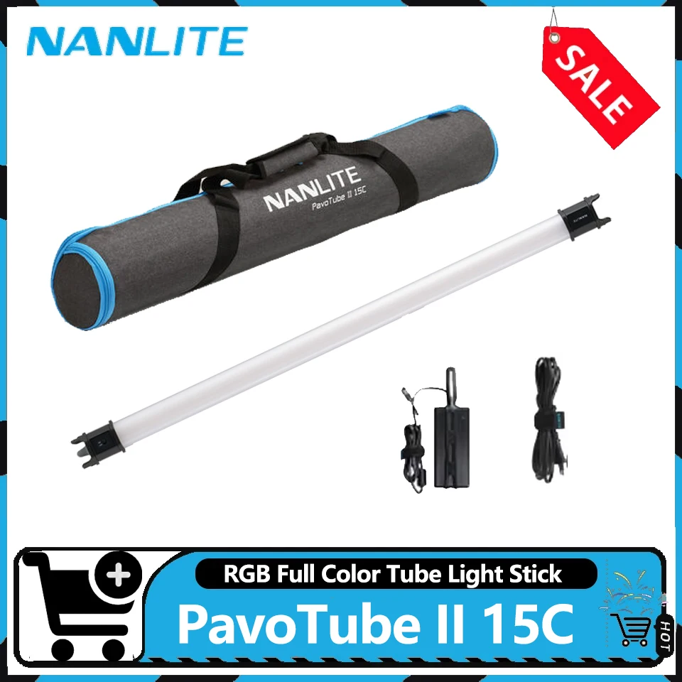 Nanlite PavoTube II 15C 2700-7500k RGB, Tubo de Luz LED de 2', Control Inalámbrico DMX y por Aplicación, Luz de Video Portátil para Fotografía y Video
