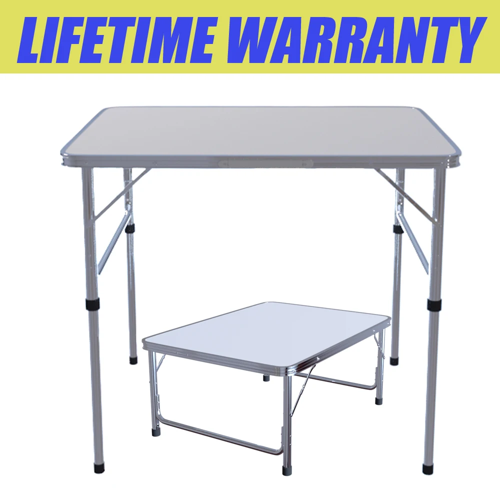 Mesa para pintar de 2 piezas, plegable, regulable en altura, multifuncional, de aluminio con panel de mesa reforzado, mesa multiusos para pintar y mesa para mercado de pulgas, superficie de trabajo de 75 cm, color blanco