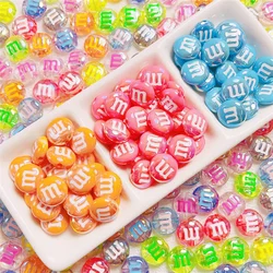 10Pcs Color M Candy Loose Spacer Beads DIY Necklace Bracelet Pendant Accessory Kawaii Keychain Craft Supplies Decor Jewelry Make