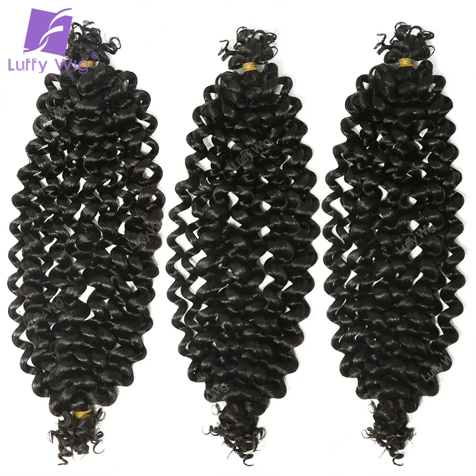 3c Kinky Curly Locks Hair Extensions Microloks Menselijk Vlechten Haar Bulkhaar Voor Vlechten Dubbel Getekende Doos Gehaakte Vlechten Luffy