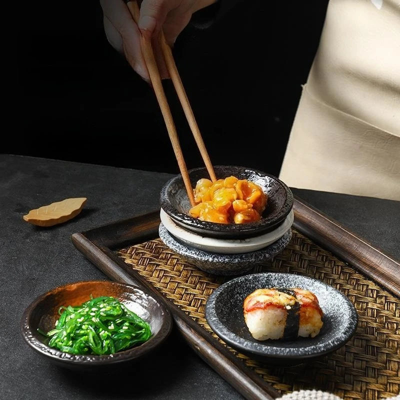Runde Untertasse, japanisches Gericht, kreatives Sojasauce-Gericht für den Haushalt, Essig-Gericht, Dip-Geschirr, japanisches Beistelltisch