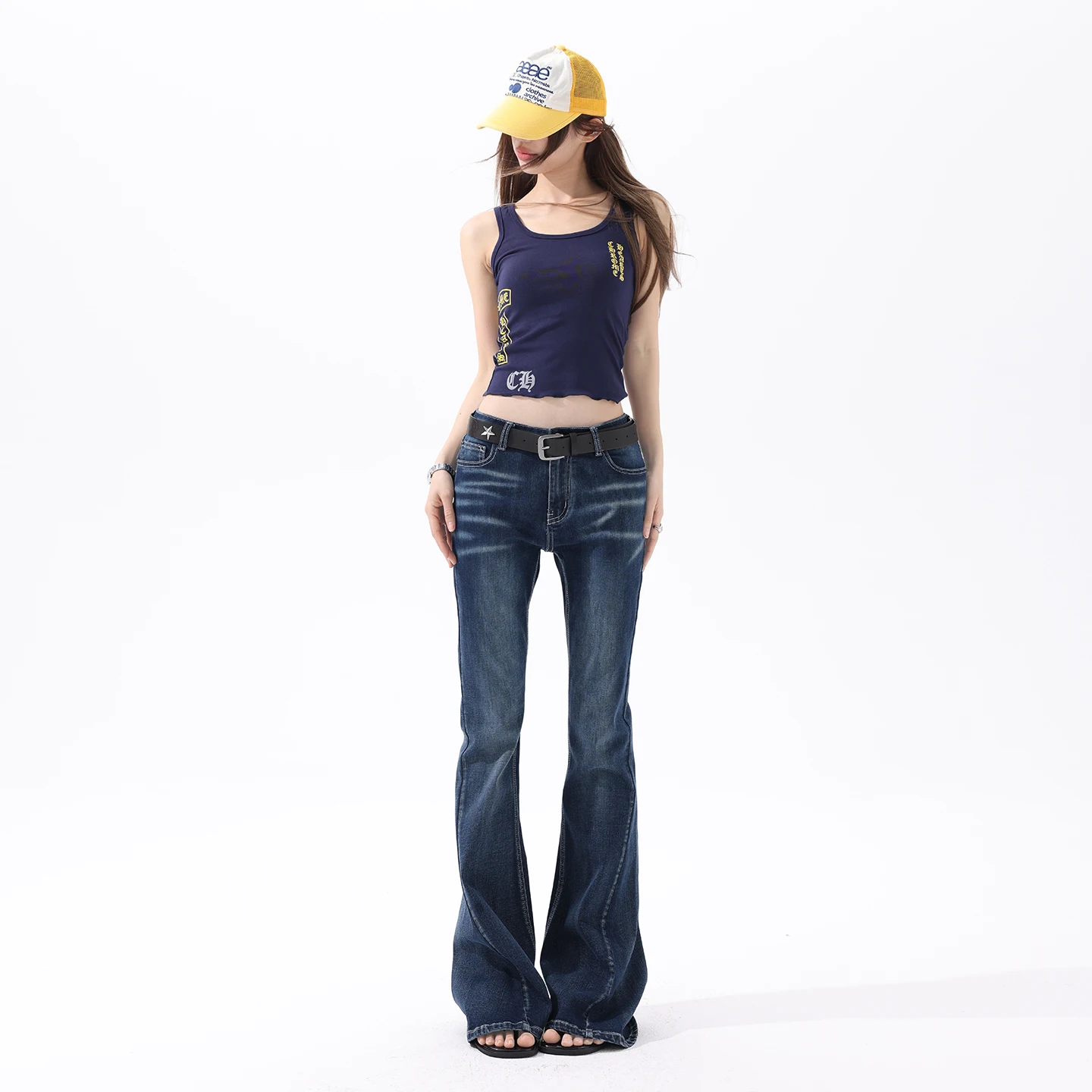 Y2K Slim Fit High Waist Jeans Womens Retro Denim Pants Flared Jeans Trousers Long Bootcut Drag for Women