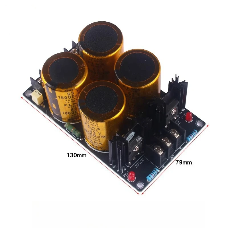 AC-DC Rectifier Filter Board, Four Large Capacity 63V 10000UF Capacitors, Dual 40V AC Input for Audio and Industrial Power Use