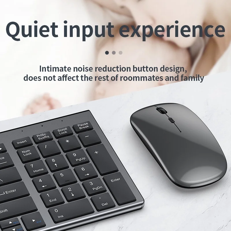 Slim Rechargeable Spanish/ Hebrew  Bluetooth Keyboard and Mouse Set for Laptop 2.4G USB Wireless Keyboard and Mouse Combo Korean