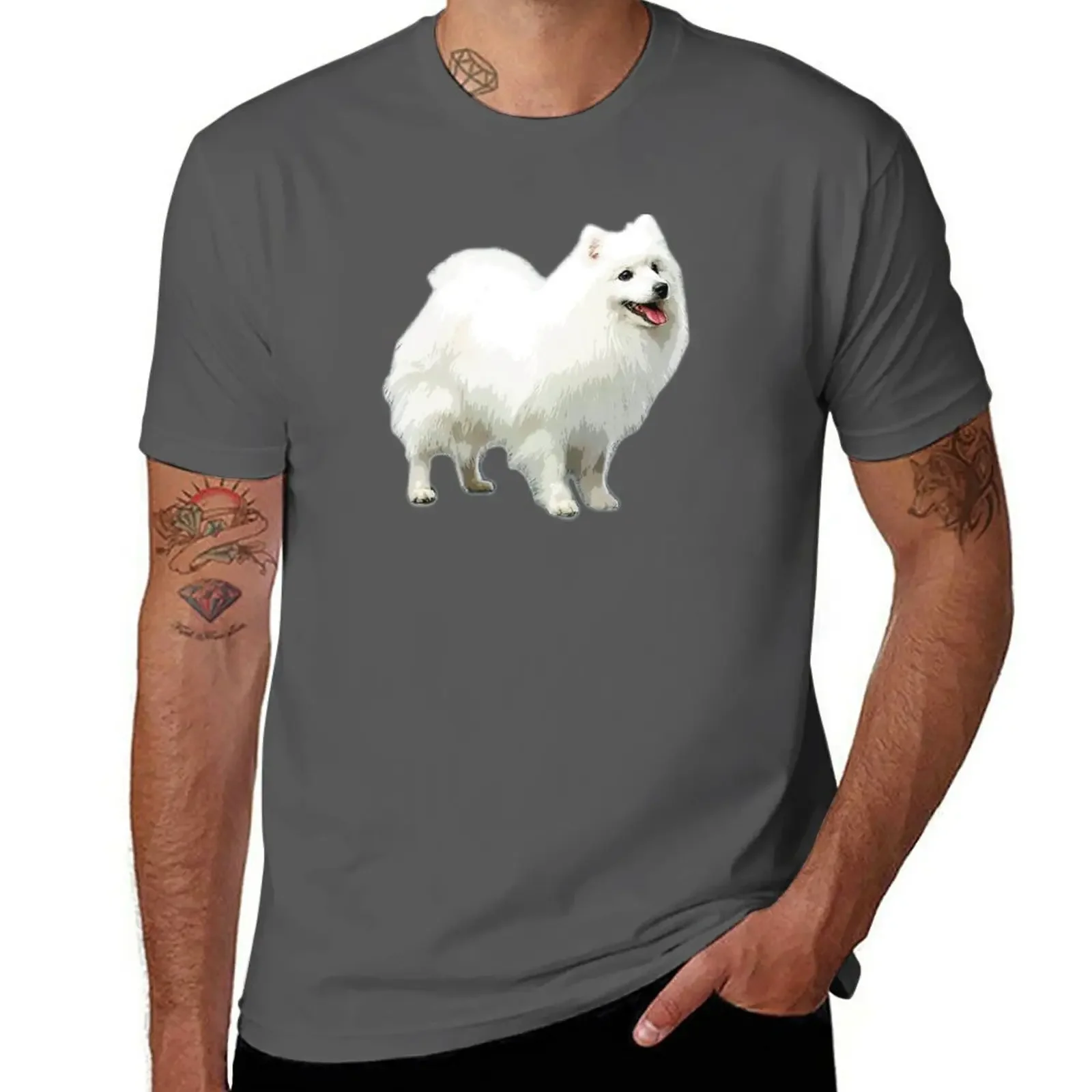 New cute tops plus size t shirts mens t shirt graphic  Japanese Spitz Puppy Dog T-Shirt  streetwear  harajuku  t-shirts tops