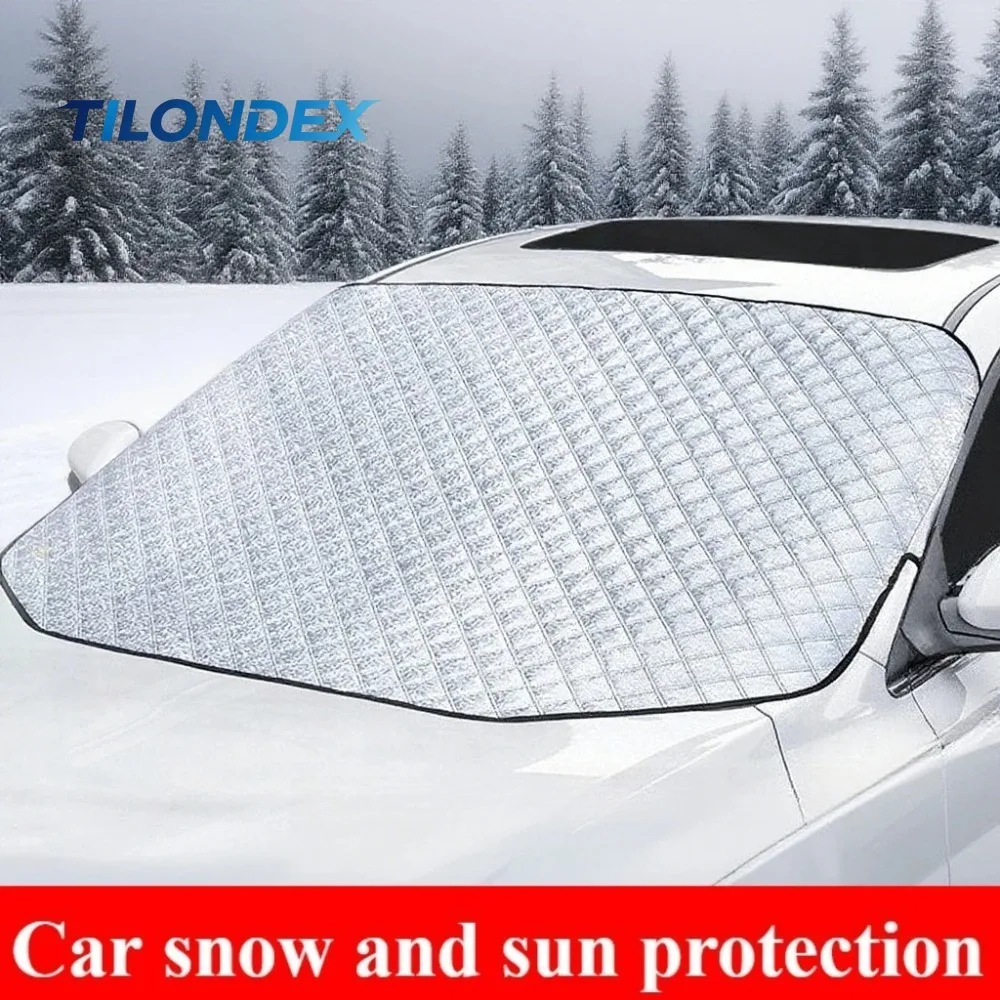 TILONDEX Car Windshield Mirror Reflective Bar Sun Shade Protector Winter Snow Ice Rain Dust Frost Guard Uni Aluminium Film