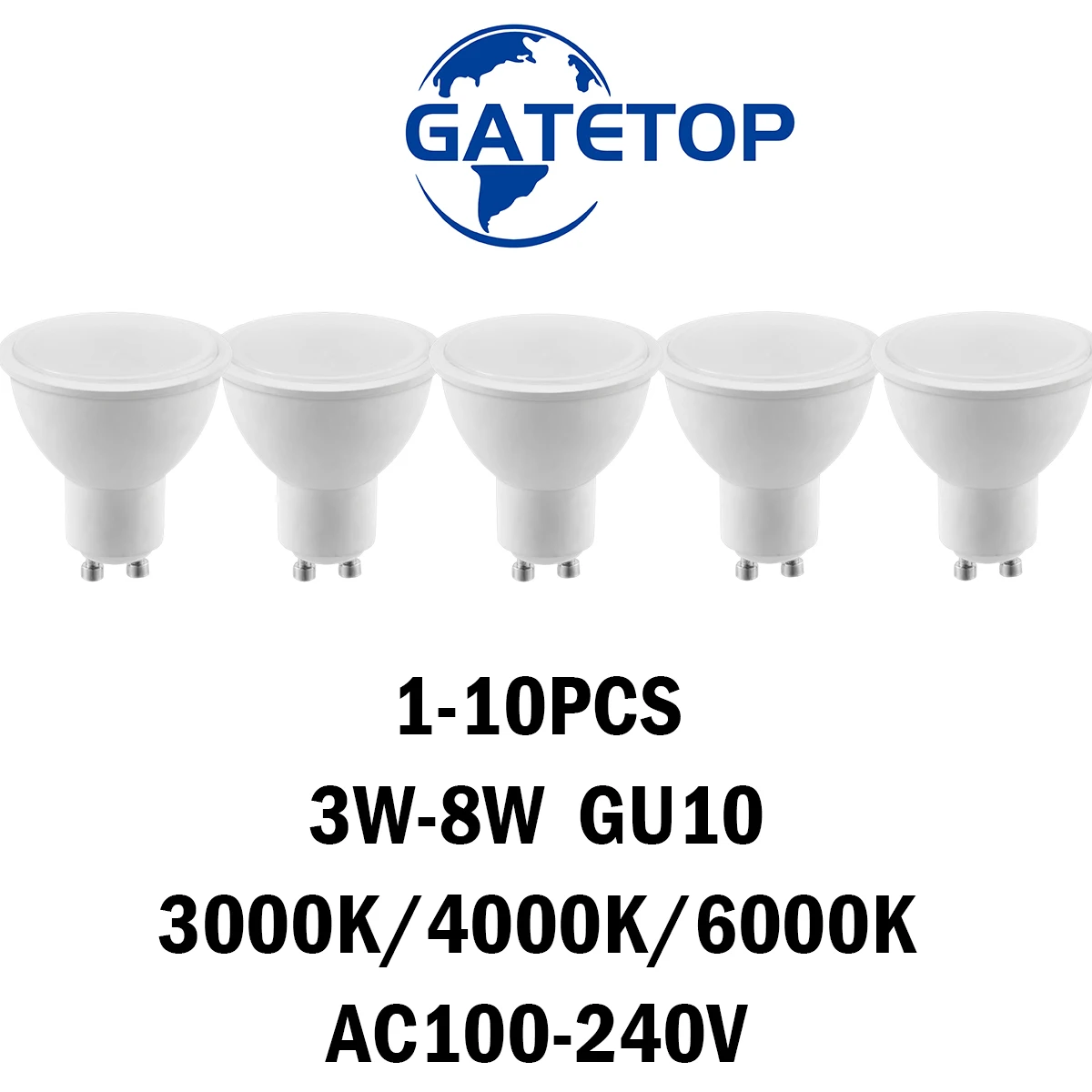 LED Spotlight GU10 1-10PCS AC110V/220V No Strobe Warm White Light 3W-8W EU CE Certification Lamp for Bedroom,Living room,Kitchen