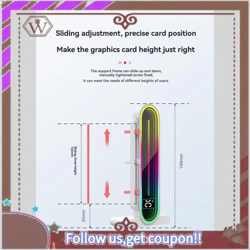 ABBG-Graphics Card Anti-Sag Bracket With ARGB Sync Temperature Display Adjustable Height, 5V 3Pin A