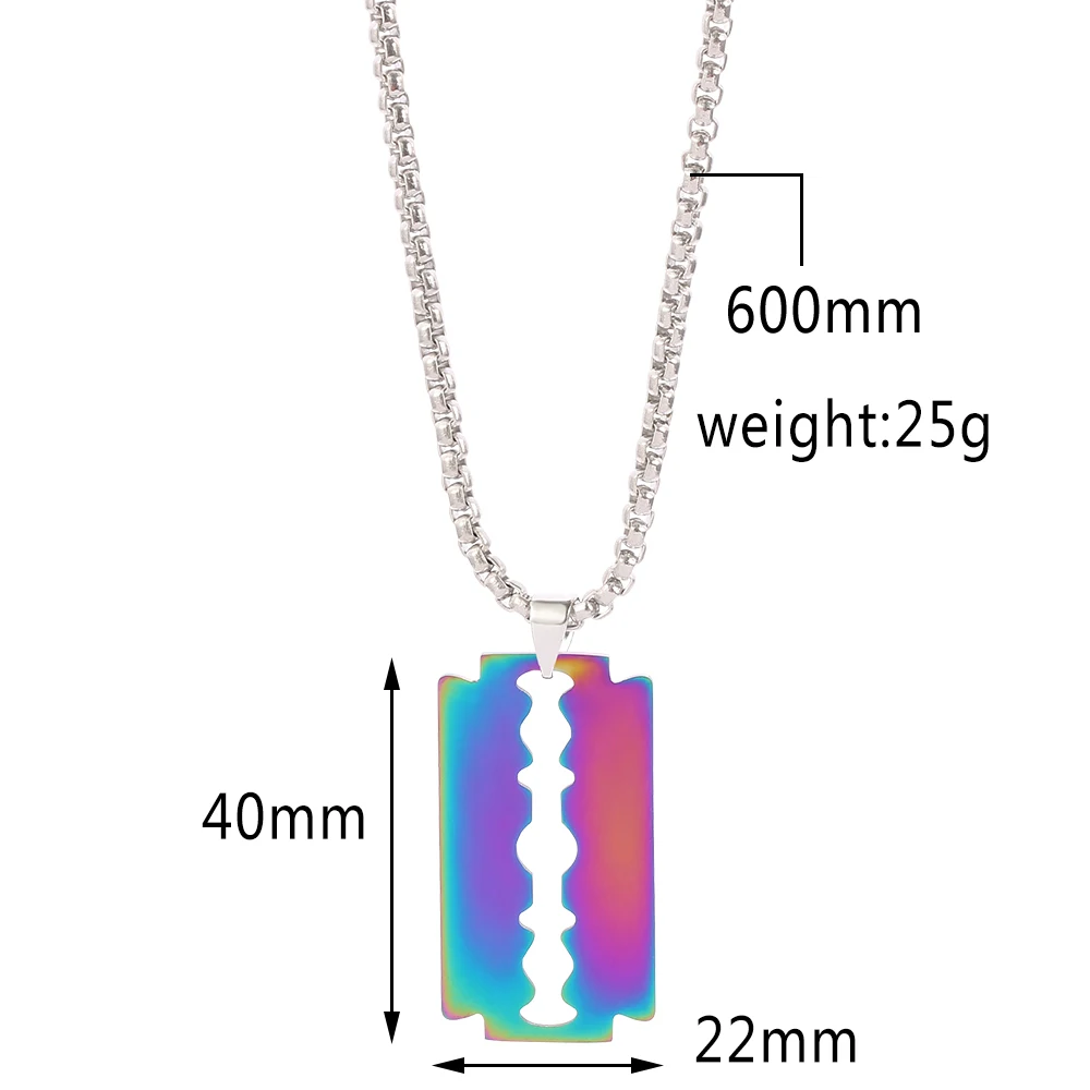 Street Hip Hop Laser Wind Colorful Boy Letter Necklace Quenched Blade Okay Letter Neck Chain For Men Women Fashion Rock Jewelry