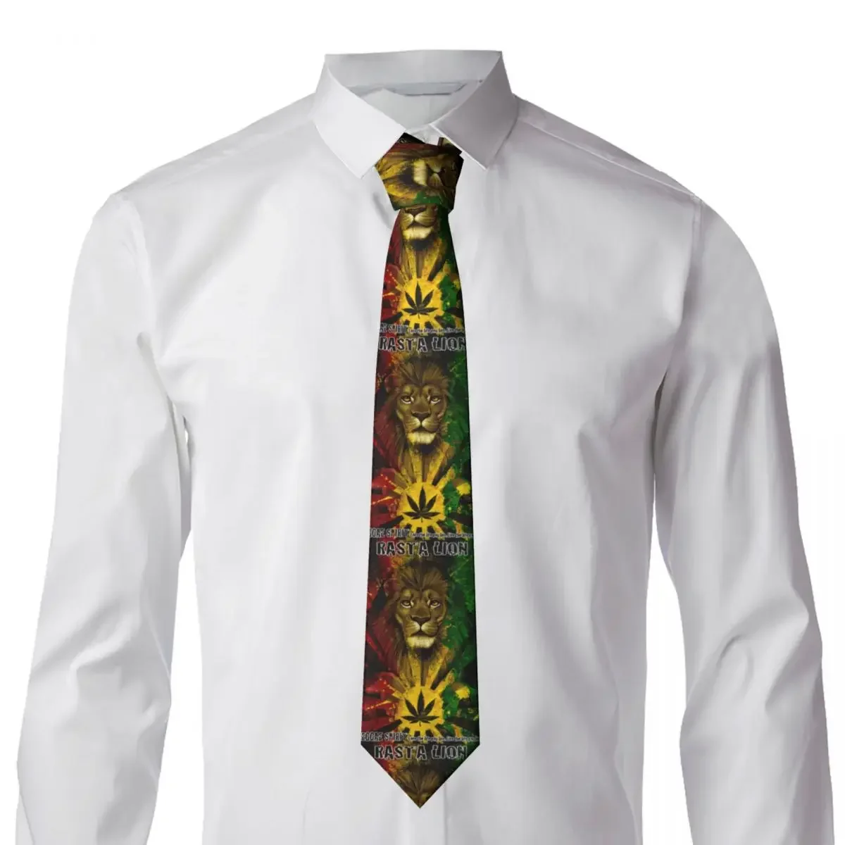 Fashion Jamaican Rasta Lion Neck Ties Mens Personalized Silk Jamaica Rastafarian Reggae Neckties for Party Cravat