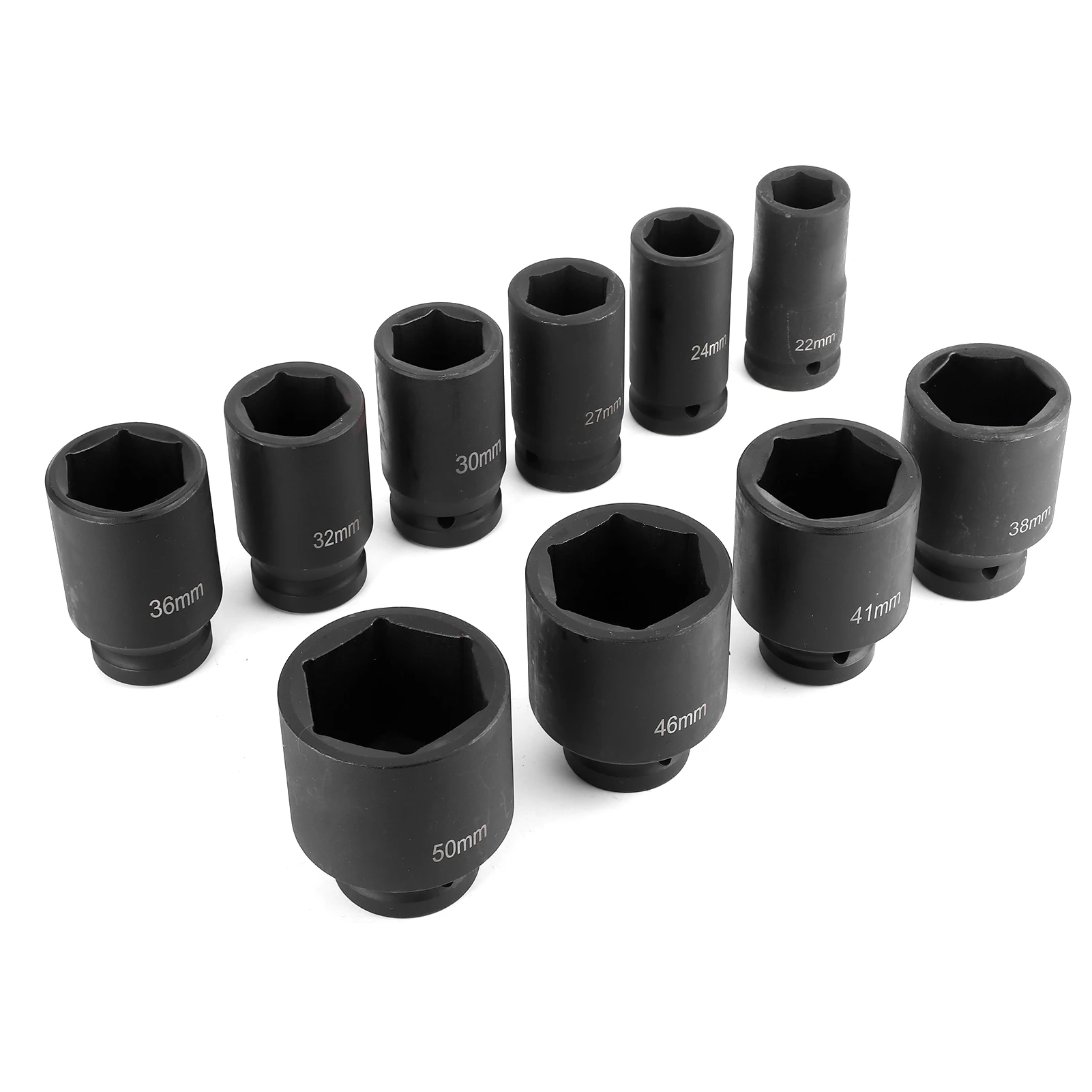 10pcs Metric Deep Impact Socket 3/4in Drive 6-Point Portable Auto Car Tool Set 22-50mm