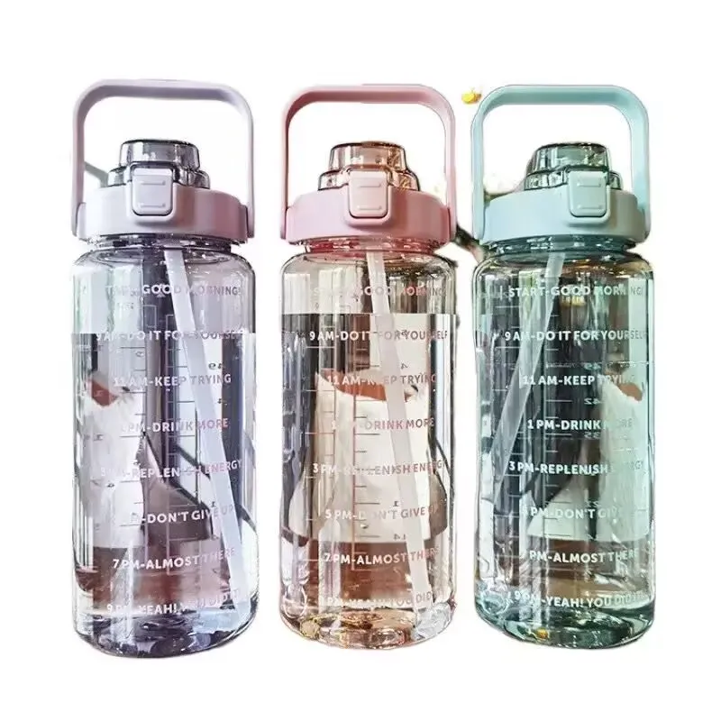

2000ml Large Capacity Plastic Straw Water Cup Sports Water Bottle High Value Outdoor Camping Drinking Tool