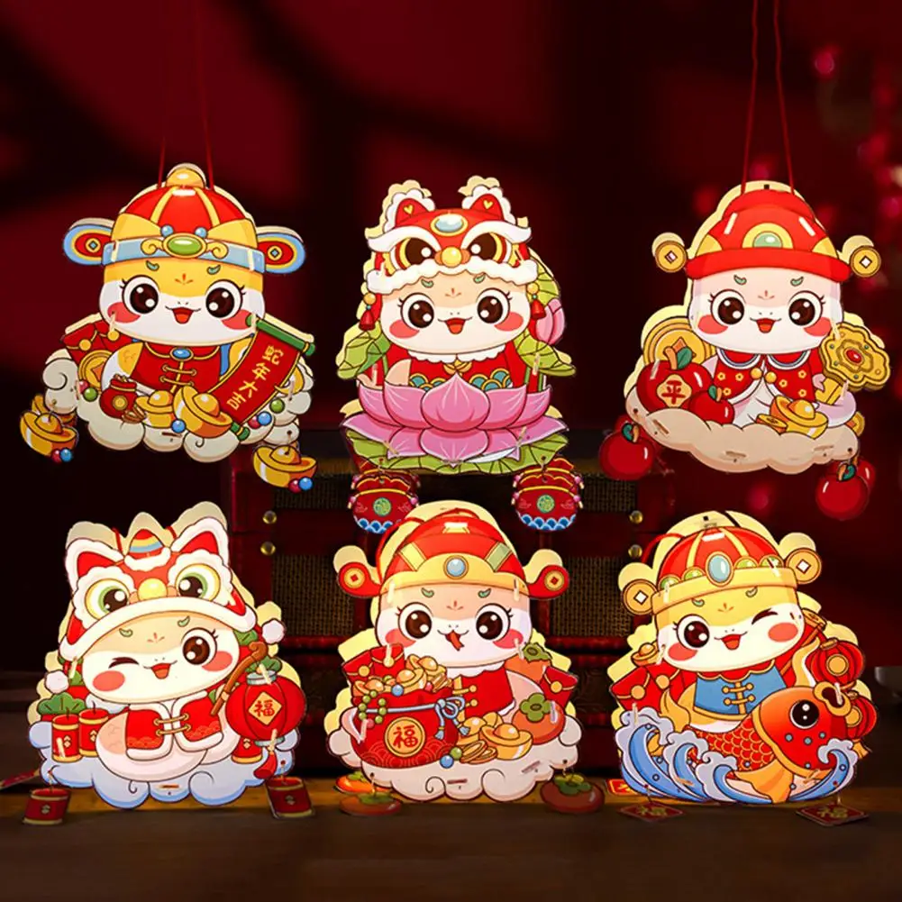 Chinese New Year Lantern DIY Cartoon Snake Lantern Kit Battery-Powered Handheld Spring Festival Lantern for Kids Holiday Decor