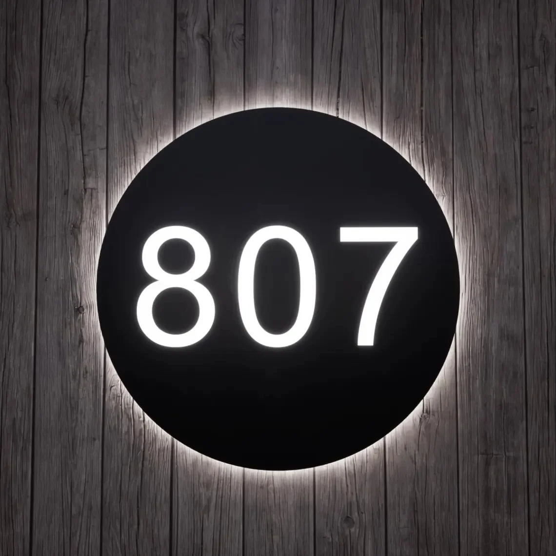 

Custom Round LED Number Sign Round Modern House Number New Home Gift LED Lighting Box Personalized House Number Room Number Sign
