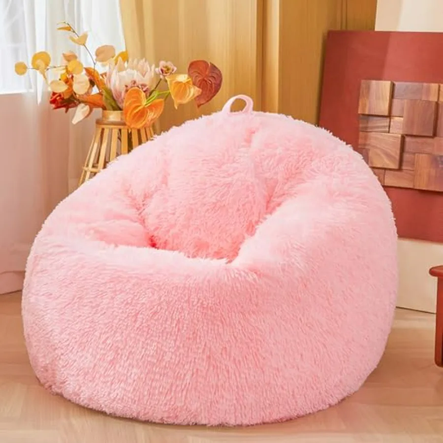 

Stuffed Animal Storage Bean Bag Chair COVER ONLY No Filler Included,Fluffy Faux Fur Fuzzy Plush Furry Shaggy Bean Bag Cover for