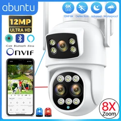 12mp 6k wifi ip kamera 8x zoom dual bildschirme 8mp ptz wifi überwachungs kamera outdoor nachtsicht icsee app cam menschliche erkennung