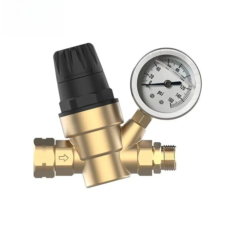 DN20 Water Pressure Regulator Valve with Gauge and Inlet Screen Filter for RV Camper Trailer Brass Lead-Free Adjustable Valve