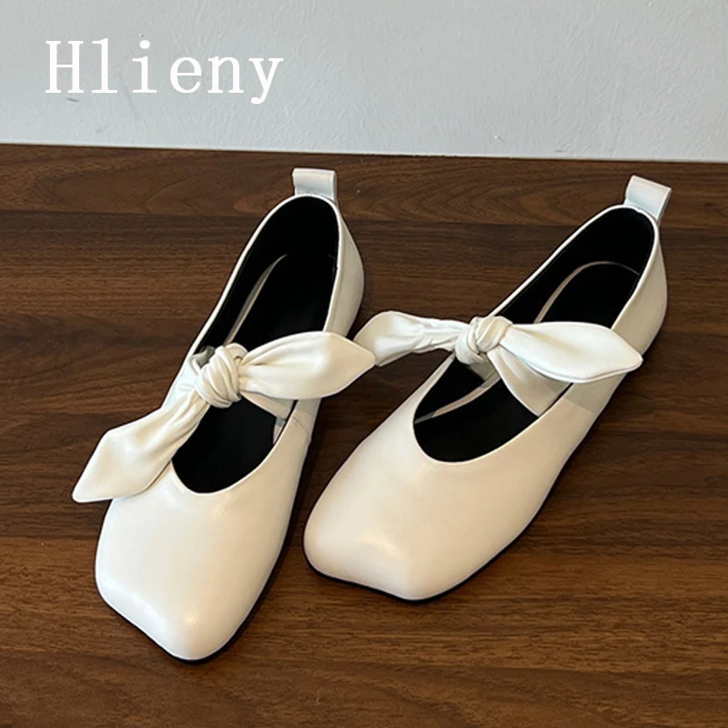 

Hlieny Fashion Leather Bowknot Mary Janes Women Ballet Flats Comfortable Soft Soles Walking Dance Loafers Casual Girls Shoes