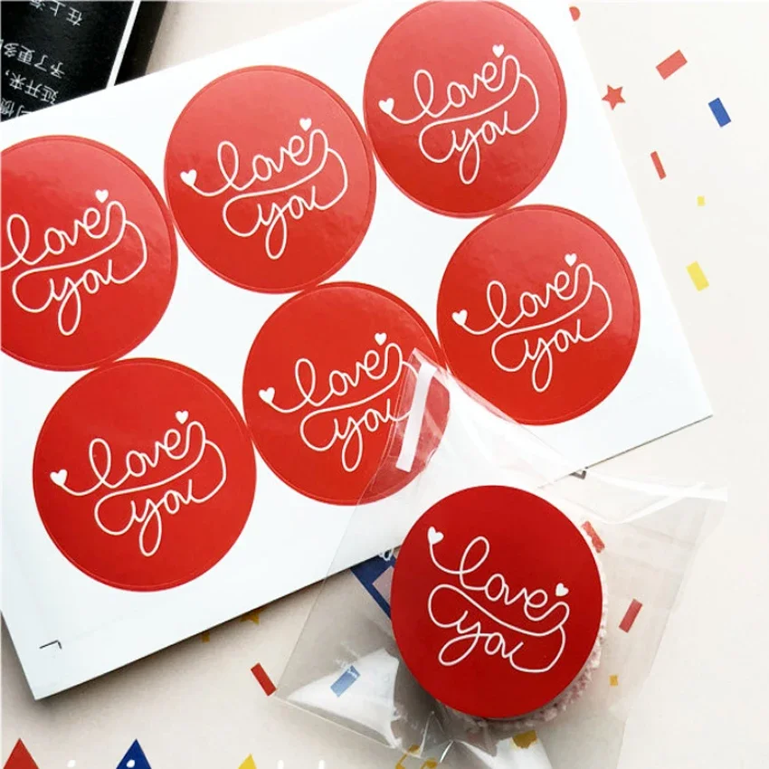 

60pcs/lot red seal color round "love you" adhesive seal sticker decorative sticker for handmade products paper