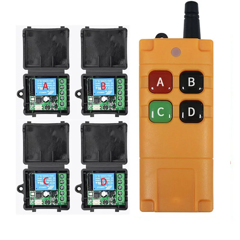 2000m 433 Mhz DC12V 1CH 10A 무선 원격 제어 LED 조명 스위치 릴레이 출력 라디오 RF 송신기 및 433 MHz 수신기