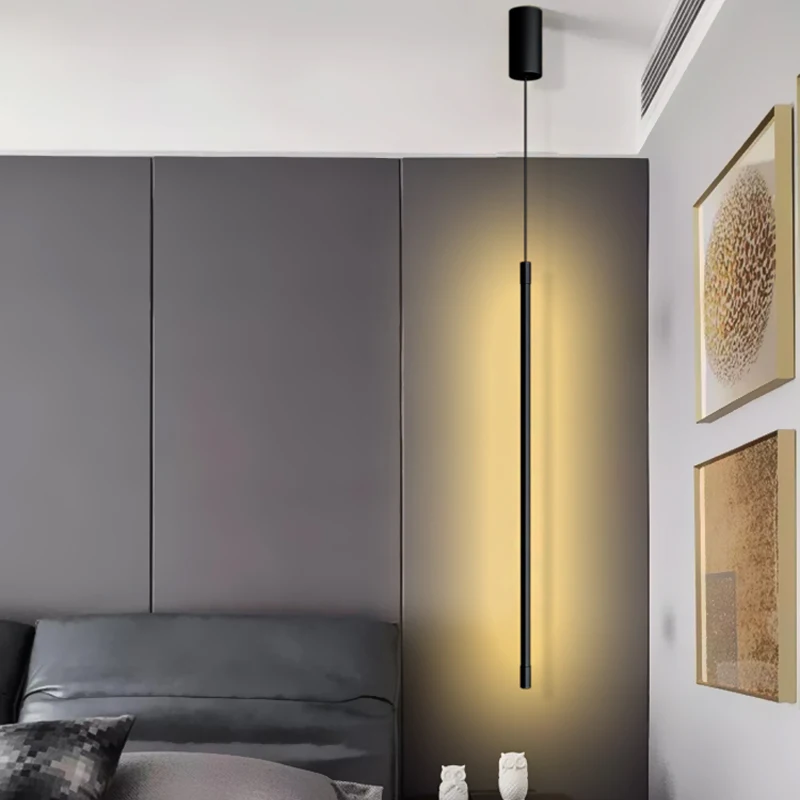 minimalis long pendant light Bedroom Bed side Corner linear led light Nordic Designer interior light home hanging lamp fixtures