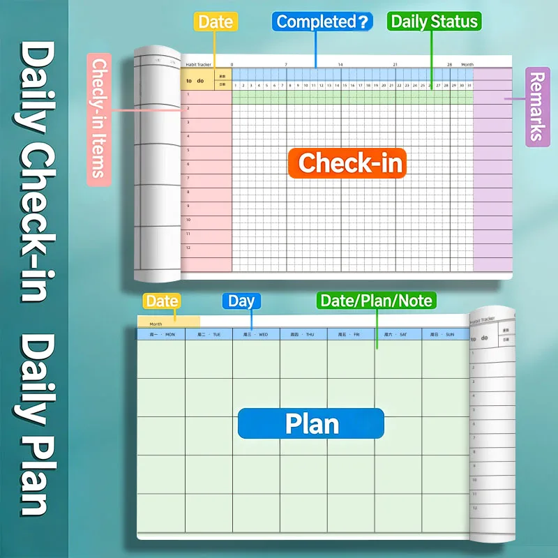 1pc Self Disciplined Clock in Notebook, 68 Pages Each, Time Management, Note Taking, Office Supplies, Study Plan