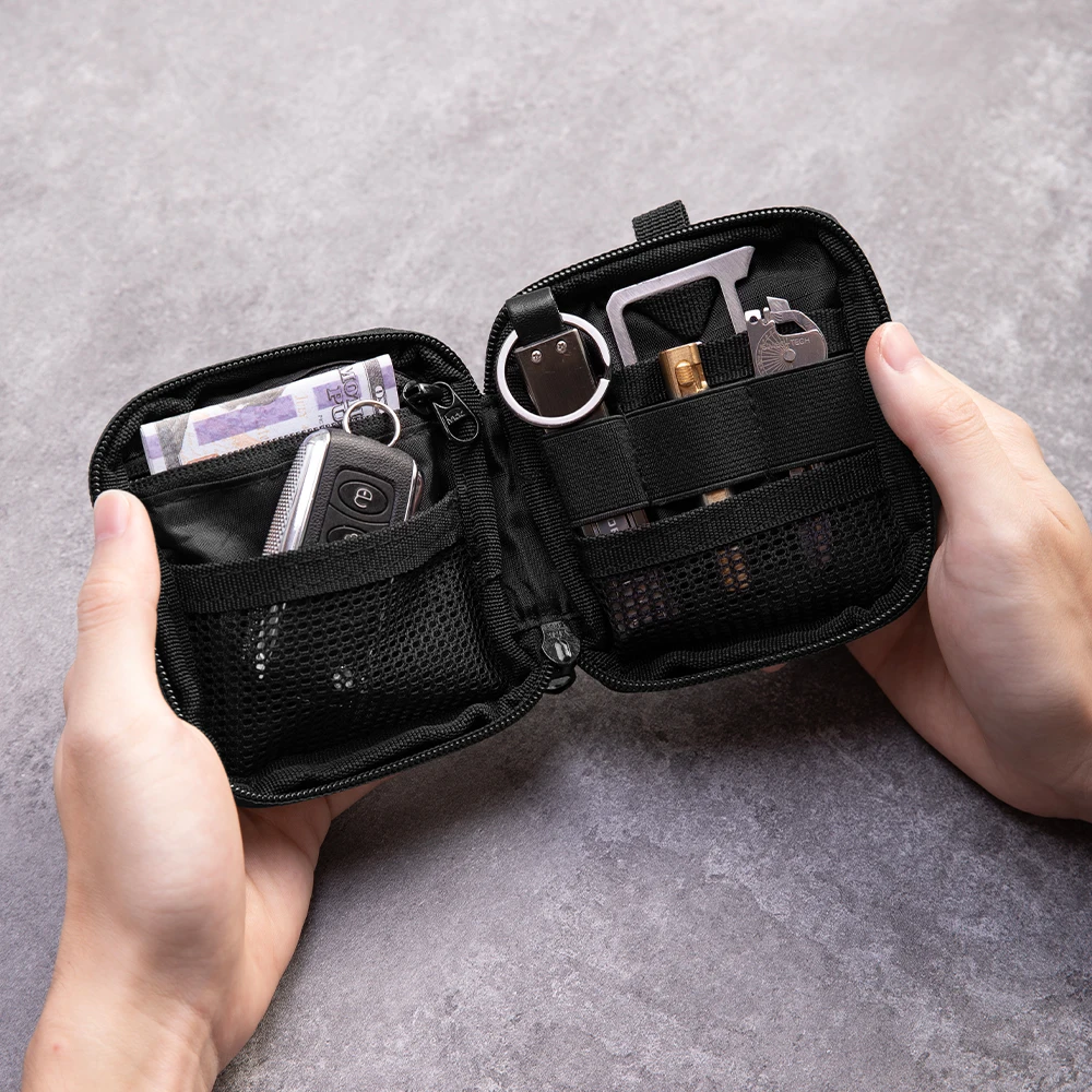 Mini EDC Multitools Pocket Organiser Pouch - Small Everyday Carry Pouch for Gear Tools Money Card Cash Coin Cards