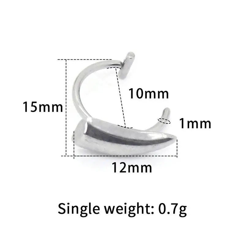 2 قطع هالوين وهمية هيئة ثقب المجوهرات قوي الفولاذ المقاوم للصدأ فانغ الشفاه خواتم لا ثقب المجوهرات لعشاق الموضة #6