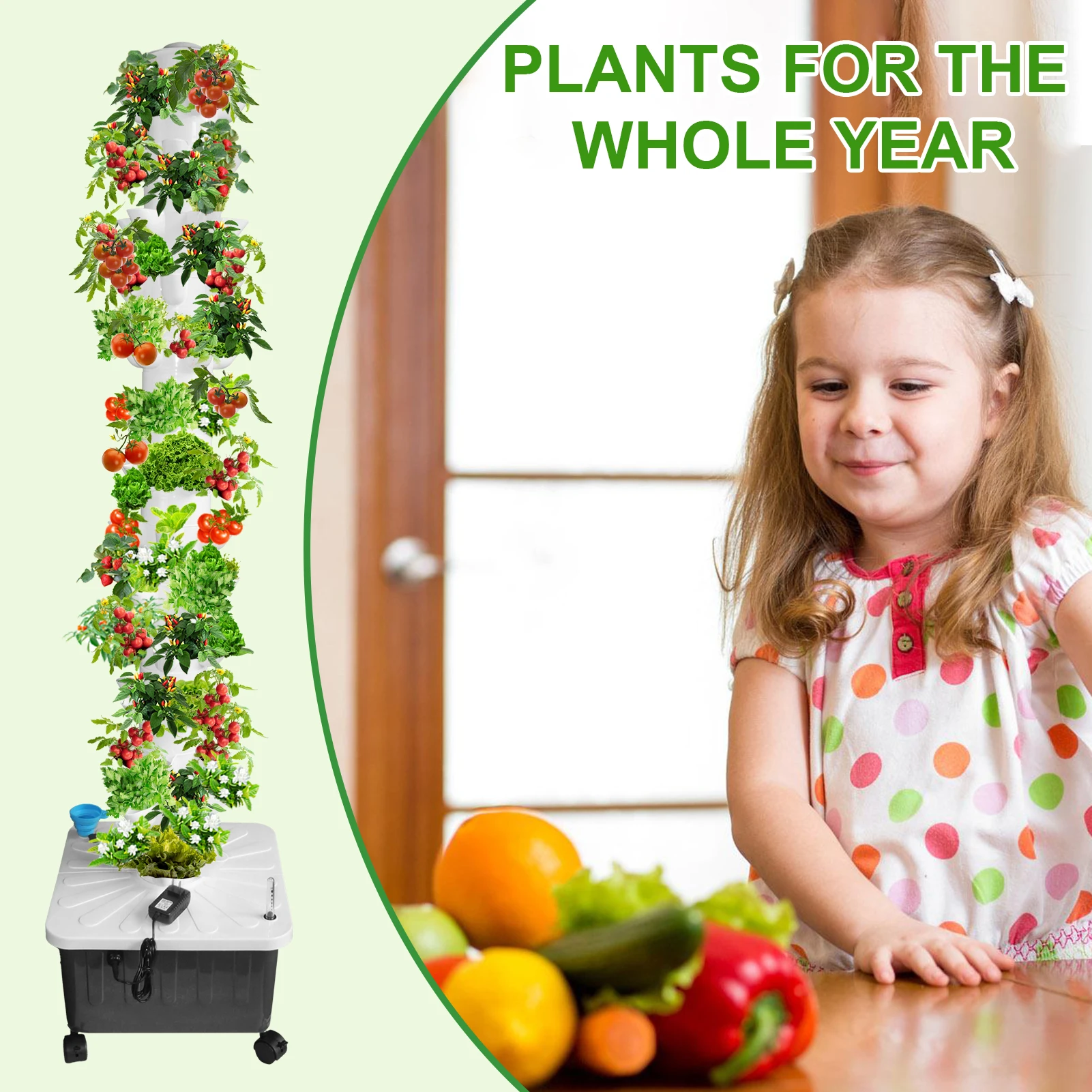Hydroponic Growing System, 70 Pods Vertical 14 Tiers Hydroponic Tower, Home Hydronic Garden with Water Pump, Water Circulation Plants Germination Kit for Indoor Herbs Fruits & Vegetables