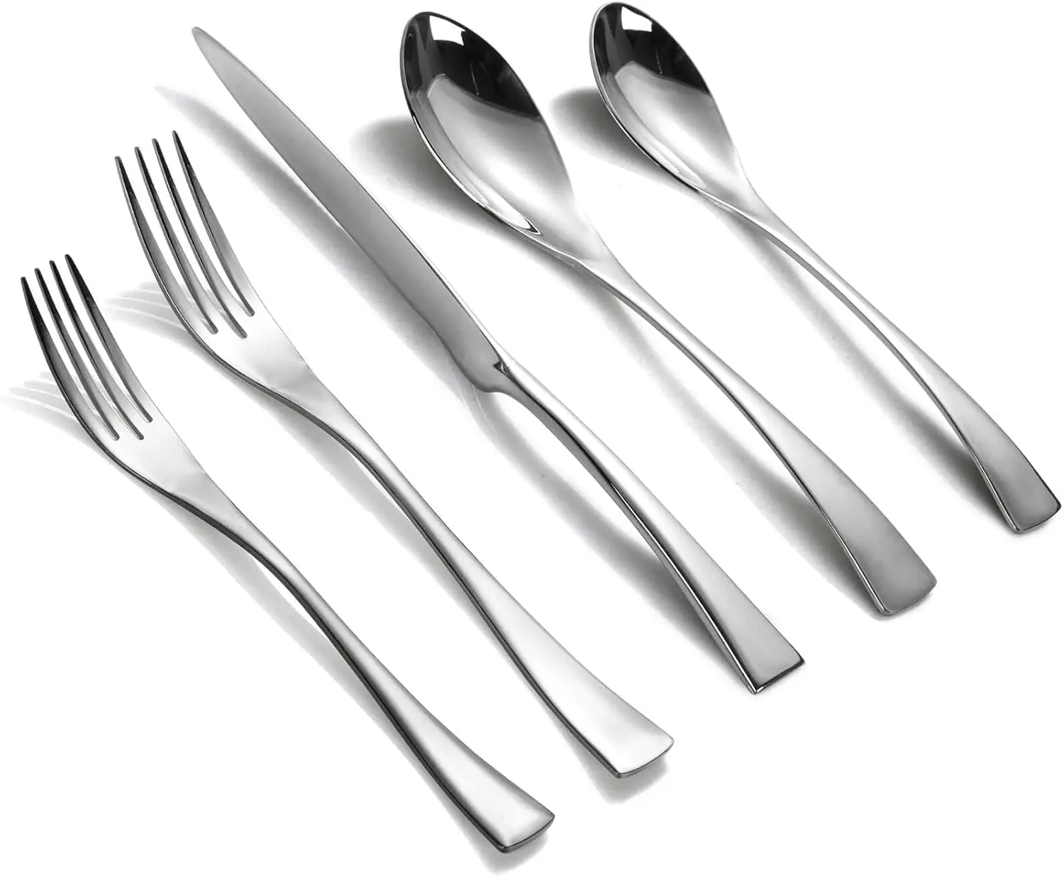 

20-Piece Stainless Steel Silverware Set for 4, Heavy Duty 18/10 Cutlery with Forged Stand Knife, Modern Dishwasher Safe Utensils