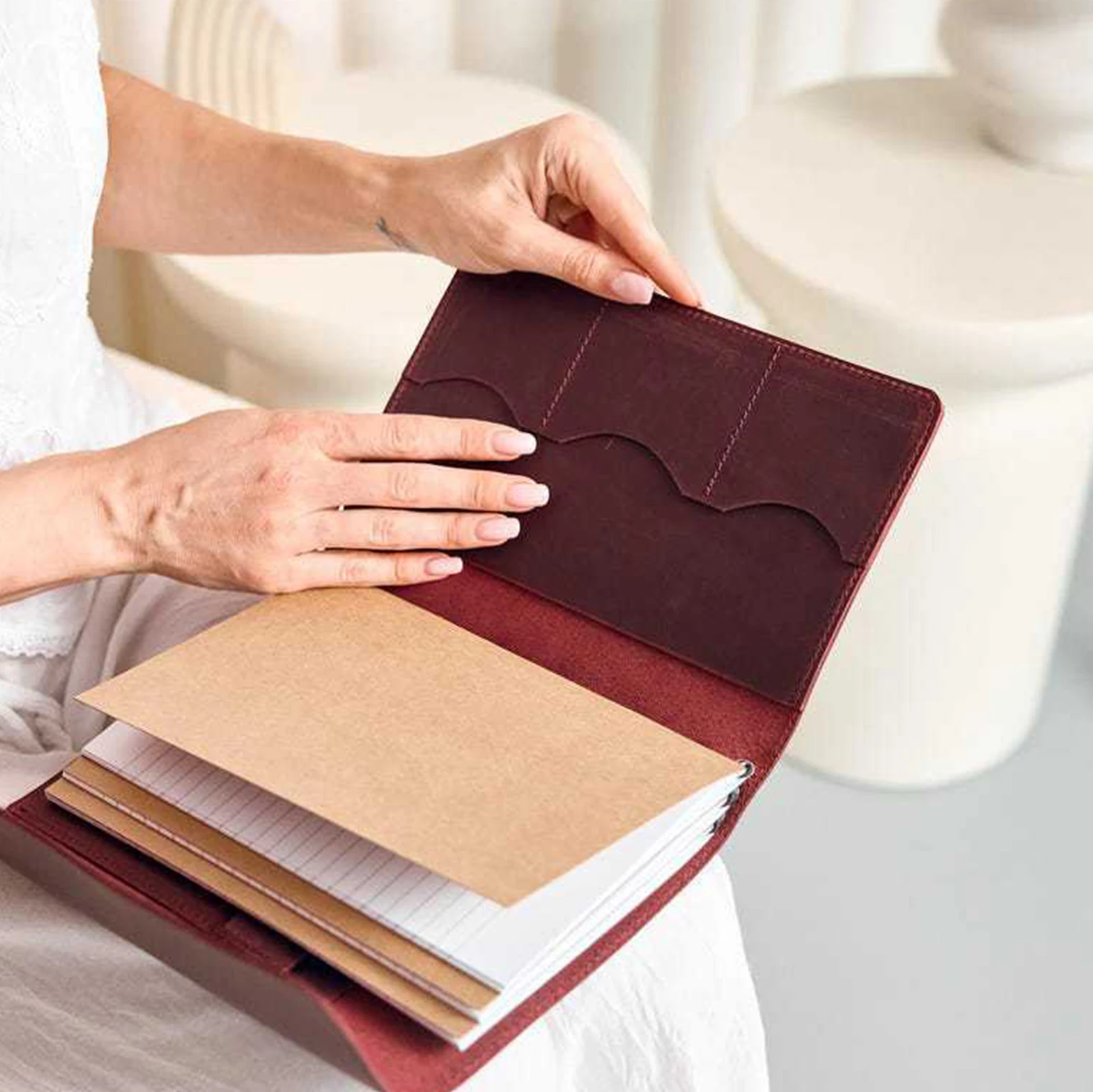 A5 Notebook Organizer Refillable Compact Notebook Cover Journal Cover Leather Book Protective Cover For Hobby image 4