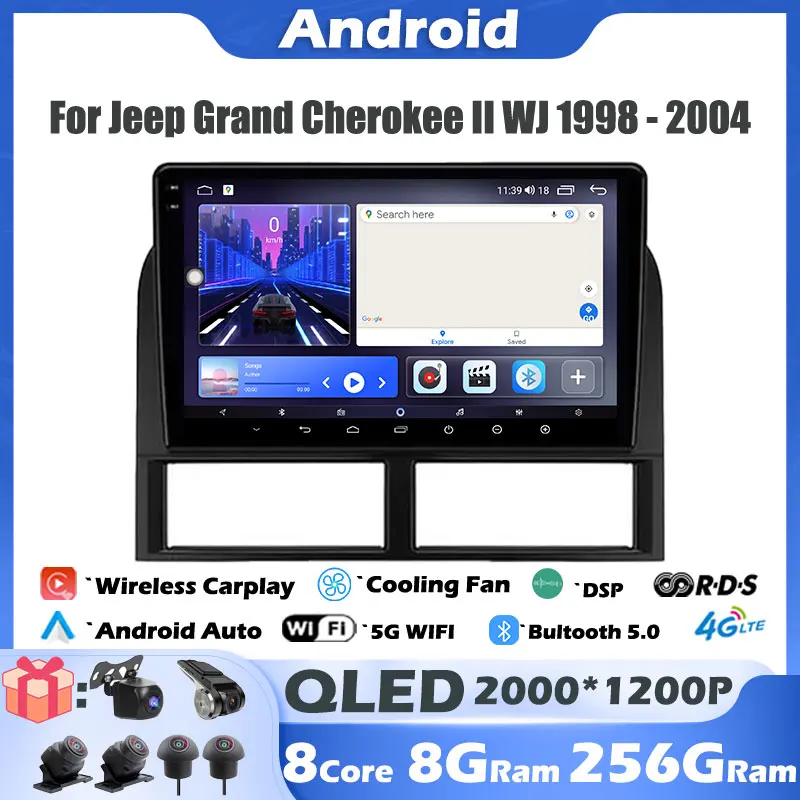 

4G Lte Android 14 9 Inch DSP Car Radio Video Player GPS Navigation Multimedia Stereo For Jeep Grand Cherokee II WJ 1998 - 2004