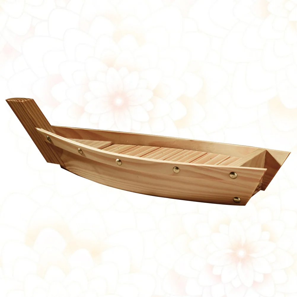 

Japanese Style Snack Tray Serving Dish Japanese-style Boat Shaped Wooden Sushi Plate