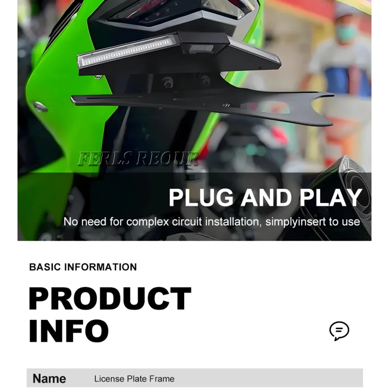 

Для Kawasaki Ninja ZX-4R/ZX-4RR 2025 Интегрированный LED задний аккуратный держатель номерного знака, стильный задний дизайн