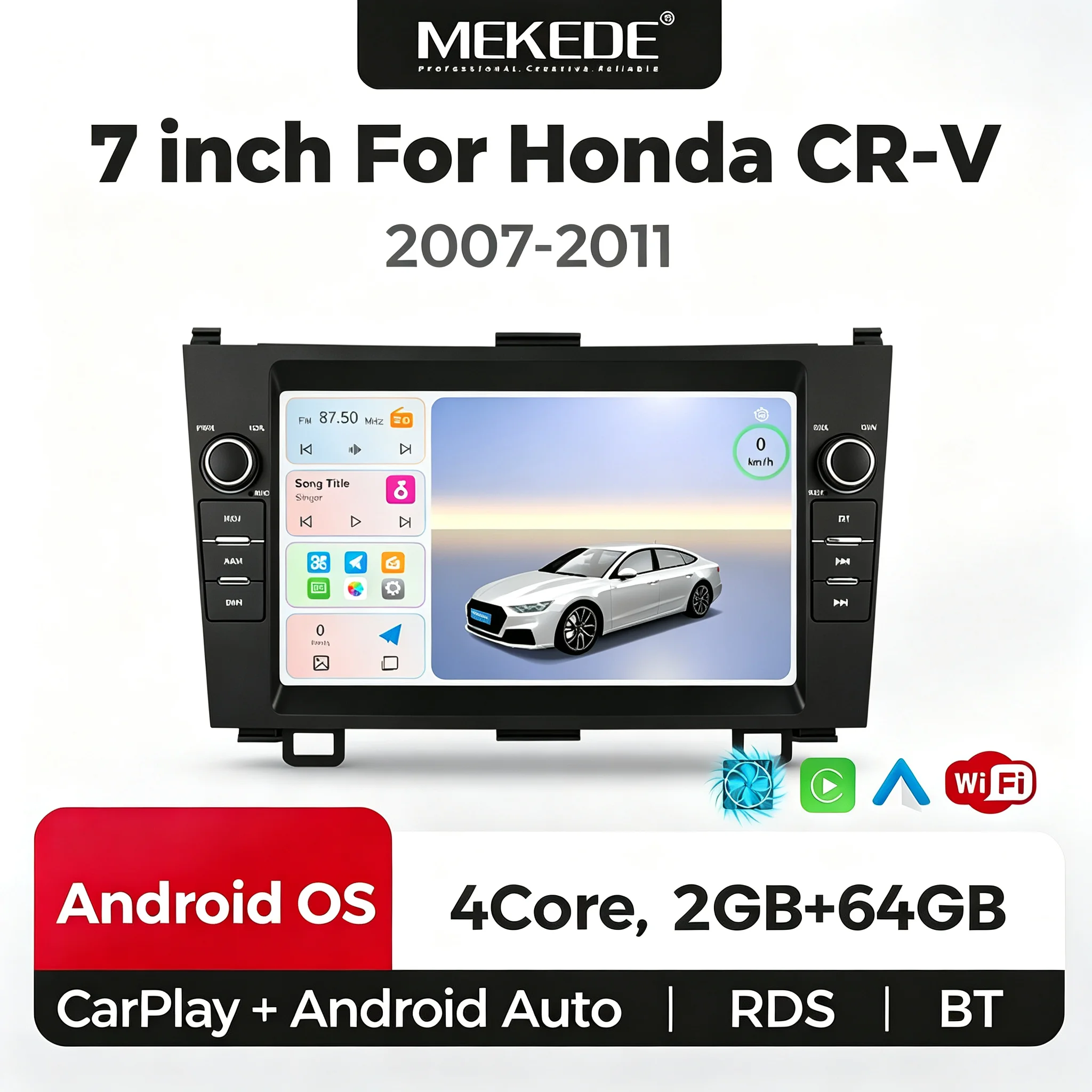 NaviFly Android15 7 Inch Car Radio For Honda CR-V 2007-2011 Wireless CarPlay Android Auto BT GPS WIFI IPS Car Multimedia Stereo