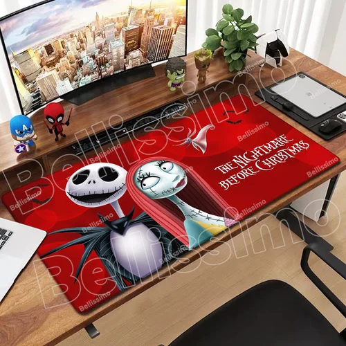 Imagen 2 del producto Alfombrilla de ratón The Nightmare Before Christmas, accesorios para juegos de ordenador portátil, alfombrilla de goma para ratón, PC, teclado de Anime negro, alfombrilla de escritorio, alfombra XXL