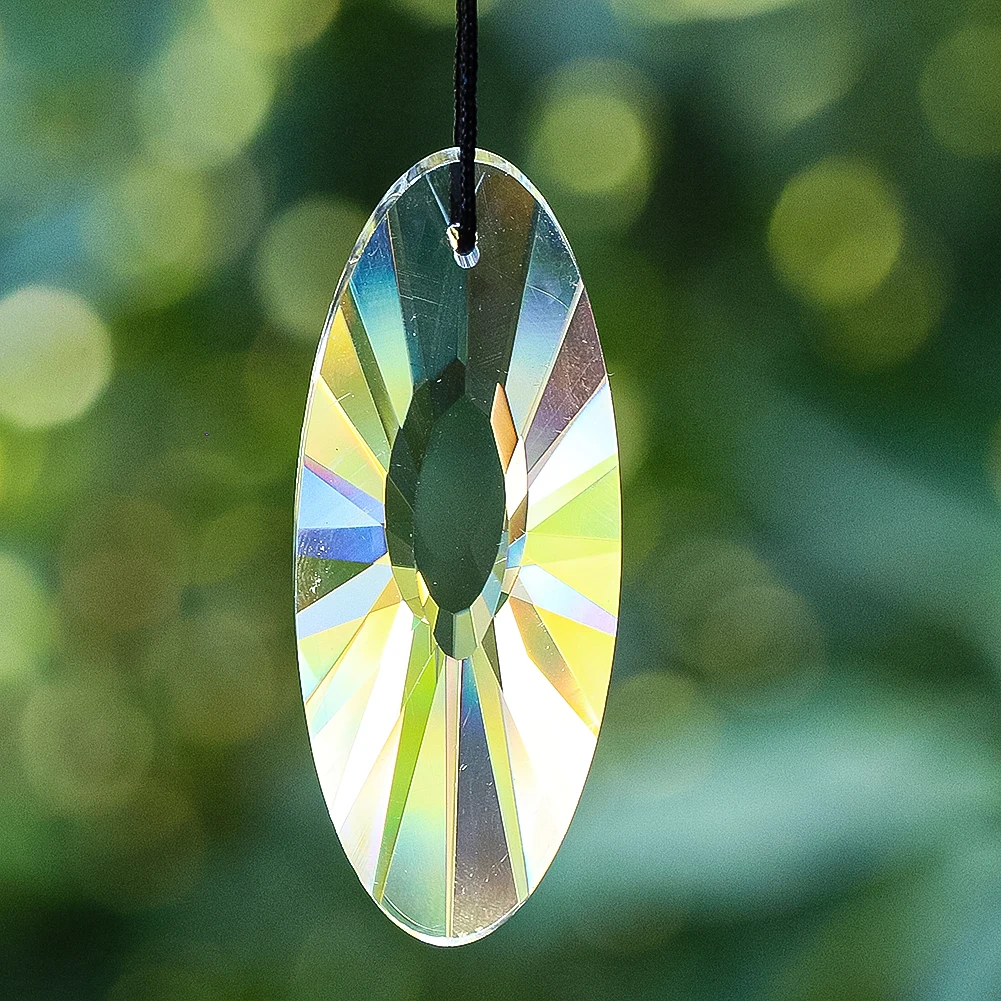 63mm Optical Clear Crystal Prisms Sun Catcher Hanging Sunlight Reflection Rainbow Maker Chandelier Parts Pendant Garden Decor