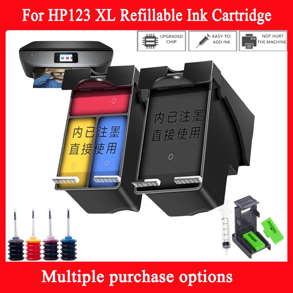 123xl ل HP123 XL خرطوشة الحبر القابلة لإعادة الملء استبدال 123 لطابعات HP Deskjet 1110 2130 2132 2133 2134 3630 3632 3637 3638