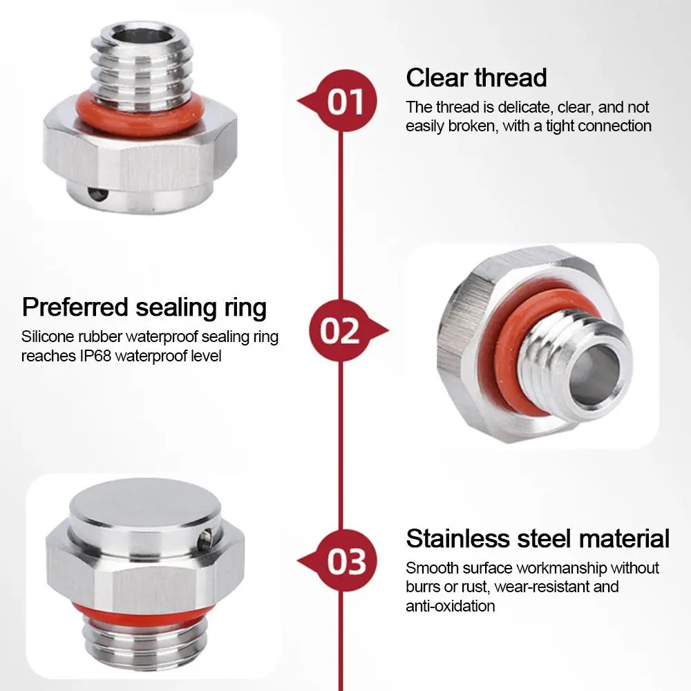 New 304 Stainless Steel Air Vent Valve Screw In M5 M6 M8 M10 M12 Metal Vent Plug Waterproof Automatic Venting
